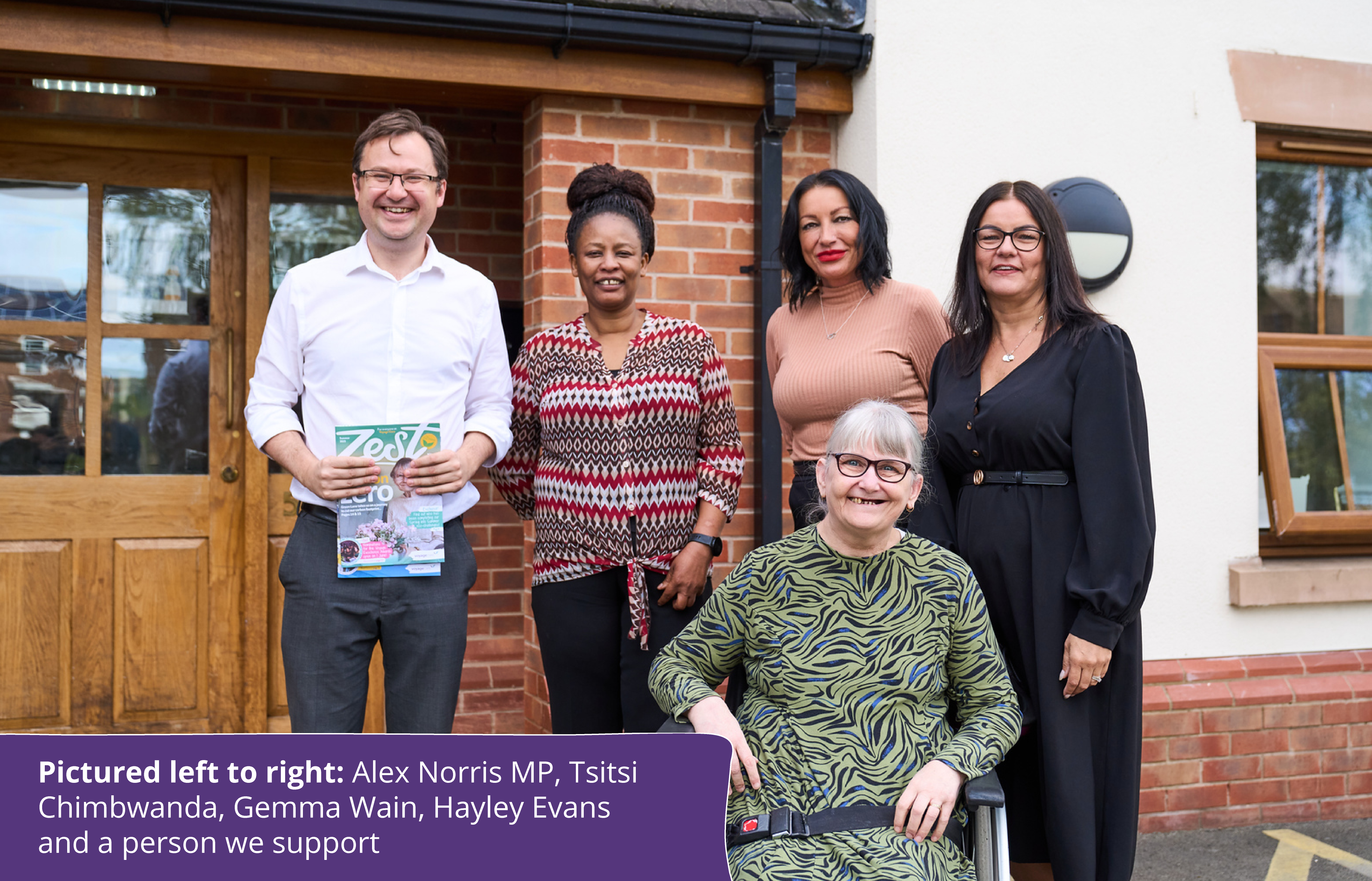 Alex Norris MP with Tsitsi Chimbwanda, Gemma Wain, Hayley Evans, and a person we support.