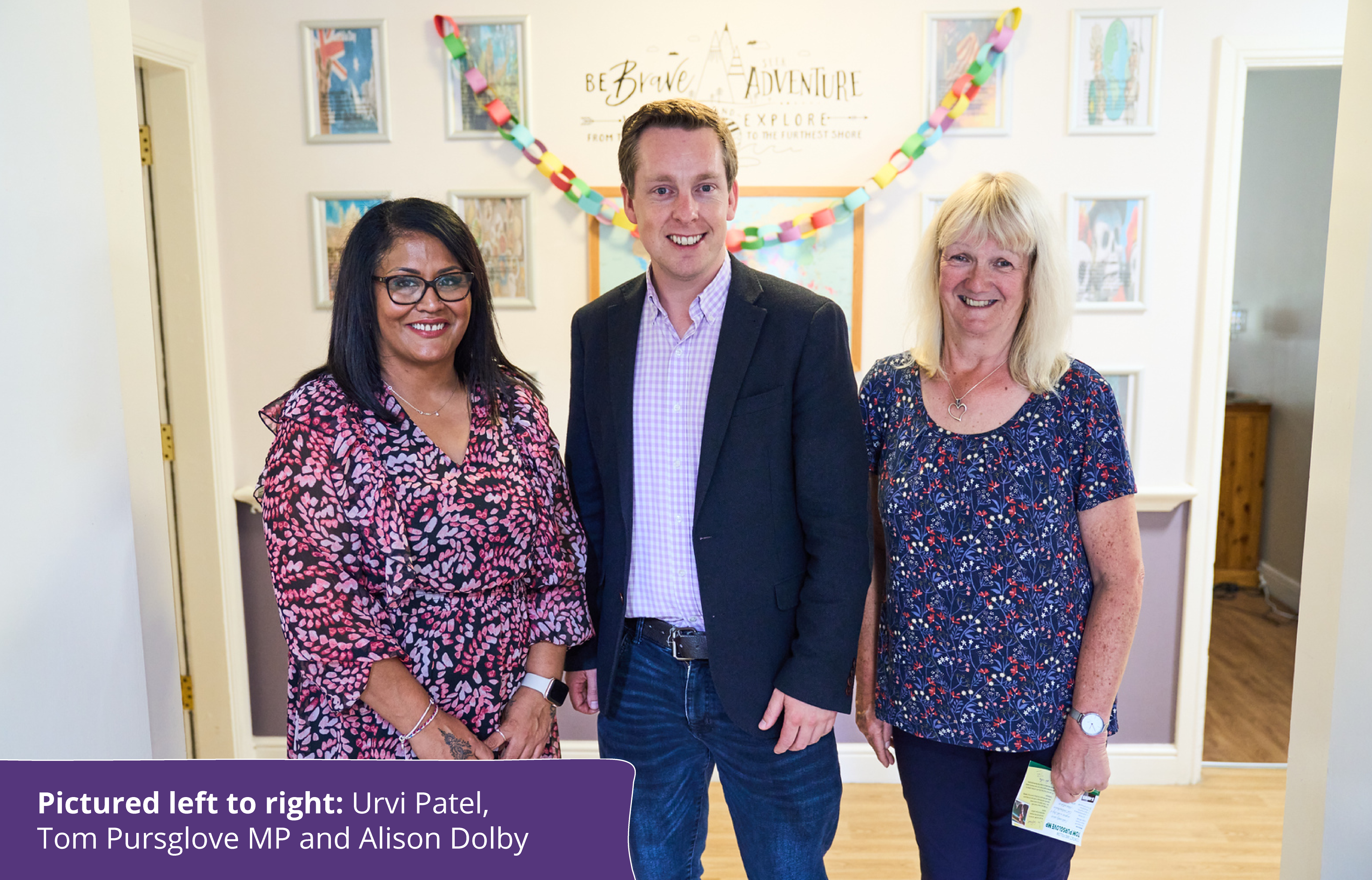 Tom Pursglove MP with Urvi Patel and Alison Dolby.